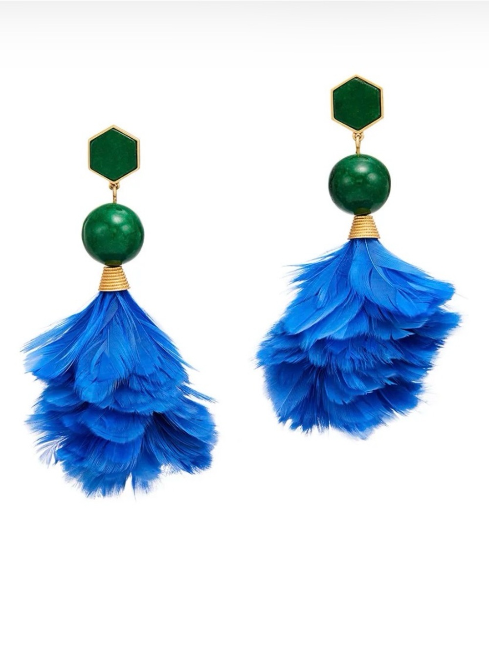 Tory Burch Blue Feather Statement Earrings